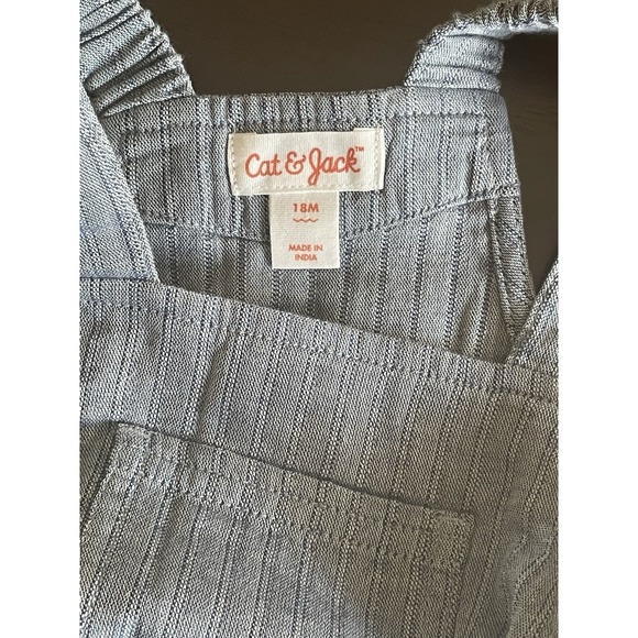 NWTCat & Jack Baby Girl 3-Piecev Blue Overall Dress with Yellow Shirt Size 18M - Picture 9 of 11